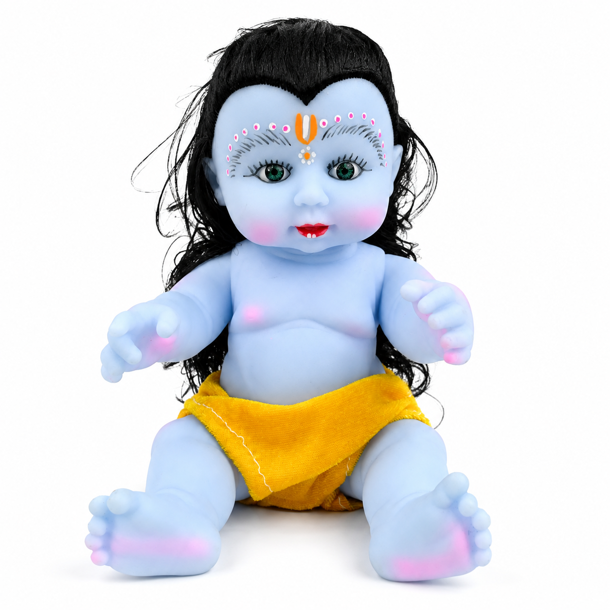 Premium Silicone Bala Krishna Kanha Ji Idol – Medium Size | Baby Krishna Decorative Statue for Home Mandir, Pooja Room & Devotional Décor |Yellow - Image 2
