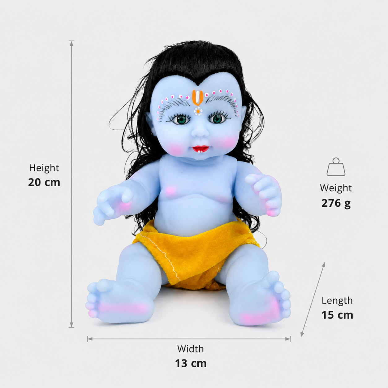 Premium Silicone Bala Krishna Kanha Ji Idol – Medium Size | Baby Krishna Decorative Statue for Home Mandir, Pooja Room & Devotional Décor |Yellow - Image 7