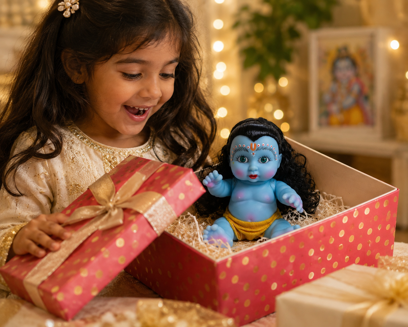 Premium Bala Krishna Kanha Ji Silicone Idol – Small | Yellow| - Image 3