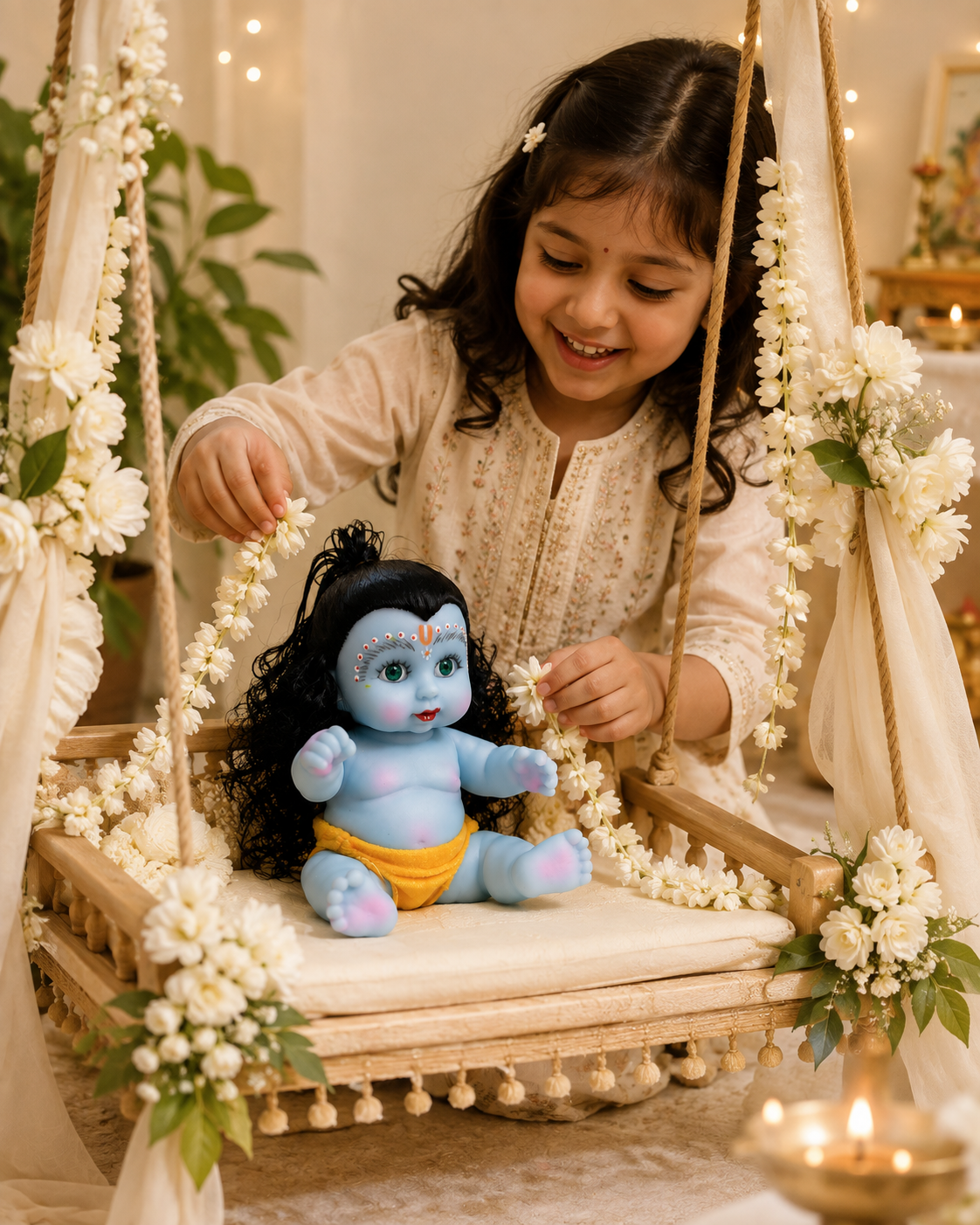Premium Bala Krishna Kanha Ji Silicone Idol – Small | Yellow| - Image 5