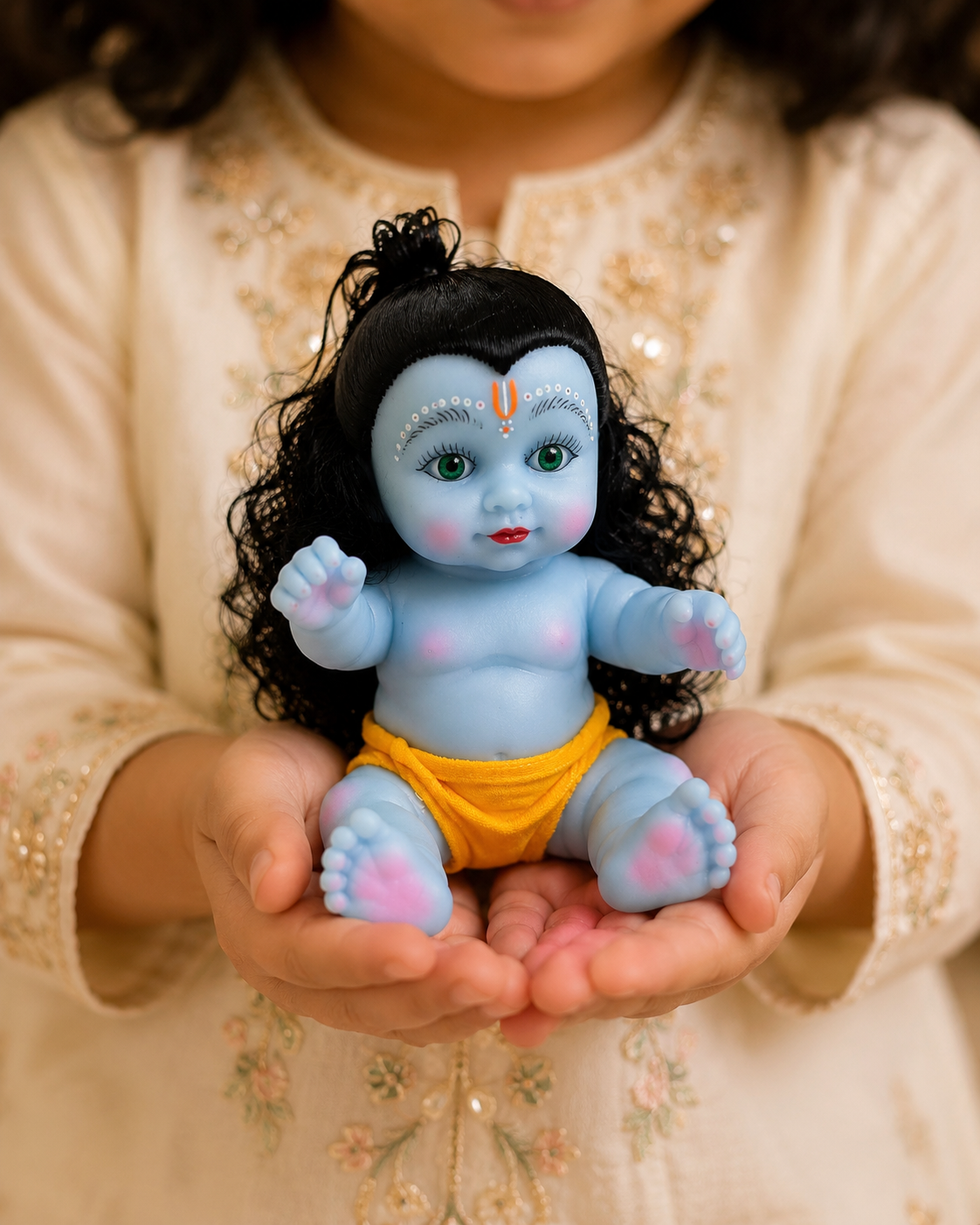 Premium Bala Krishna Kanha Ji Silicone Idol – Small | Yellow| - Image 7