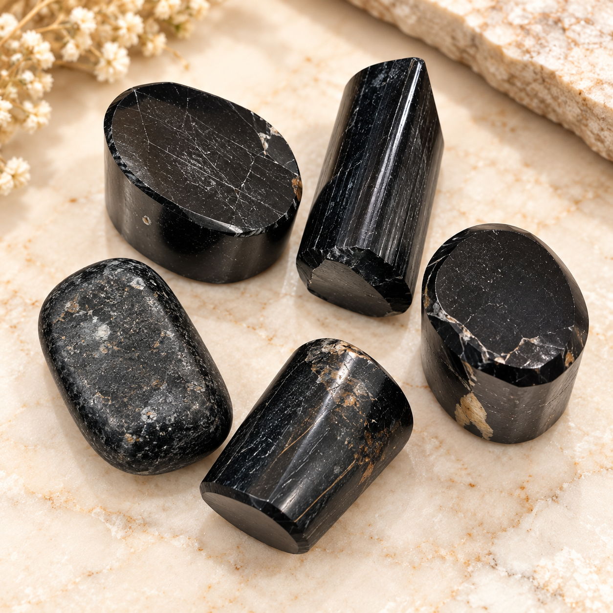 Black Tourmaline Stone – Set of 5 Natural Polished Pieces | 70 gm - Image 5