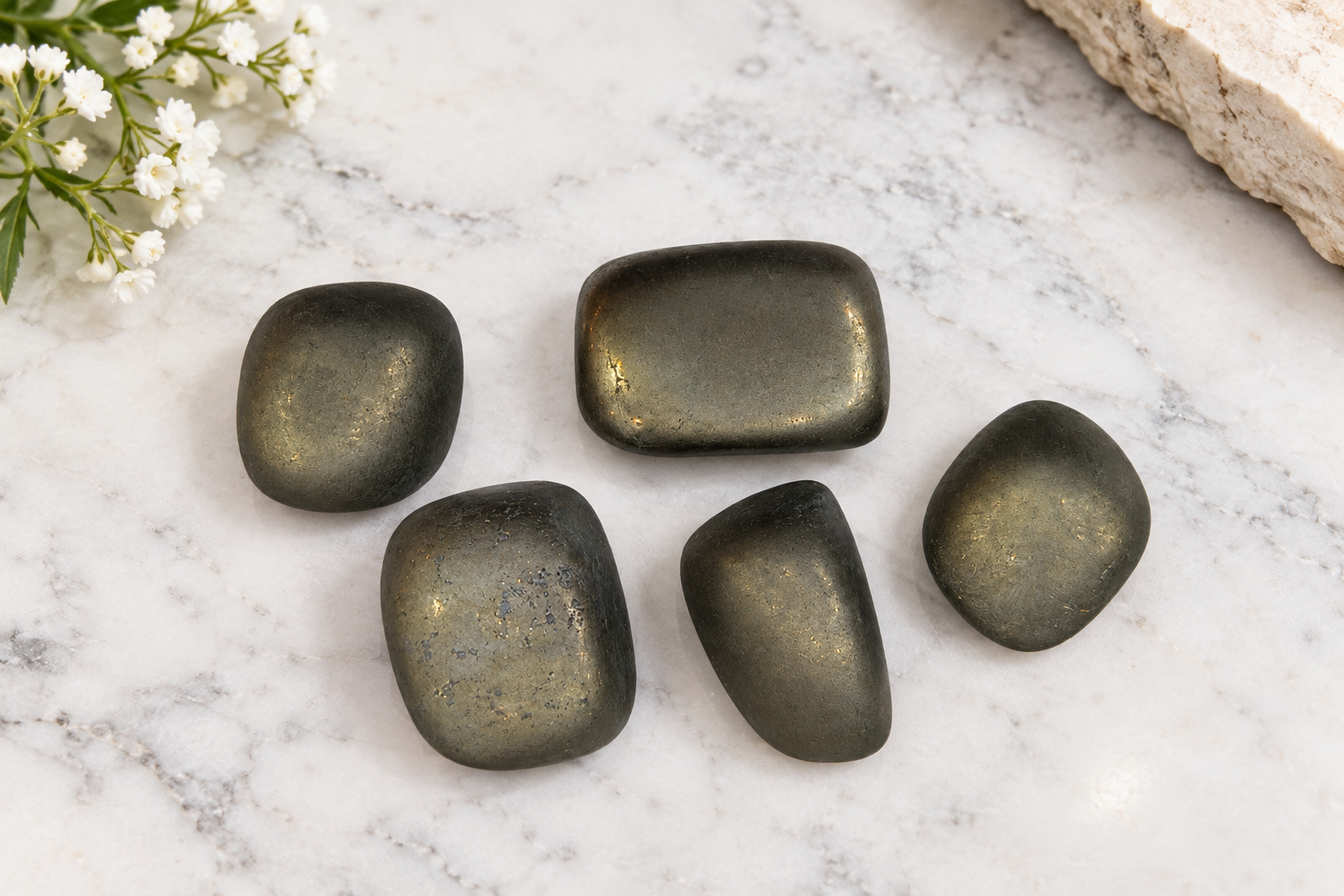 Natural Pyrite Stone – Set of 5 Polished Pieces | Approx. 120 gm - Image 4