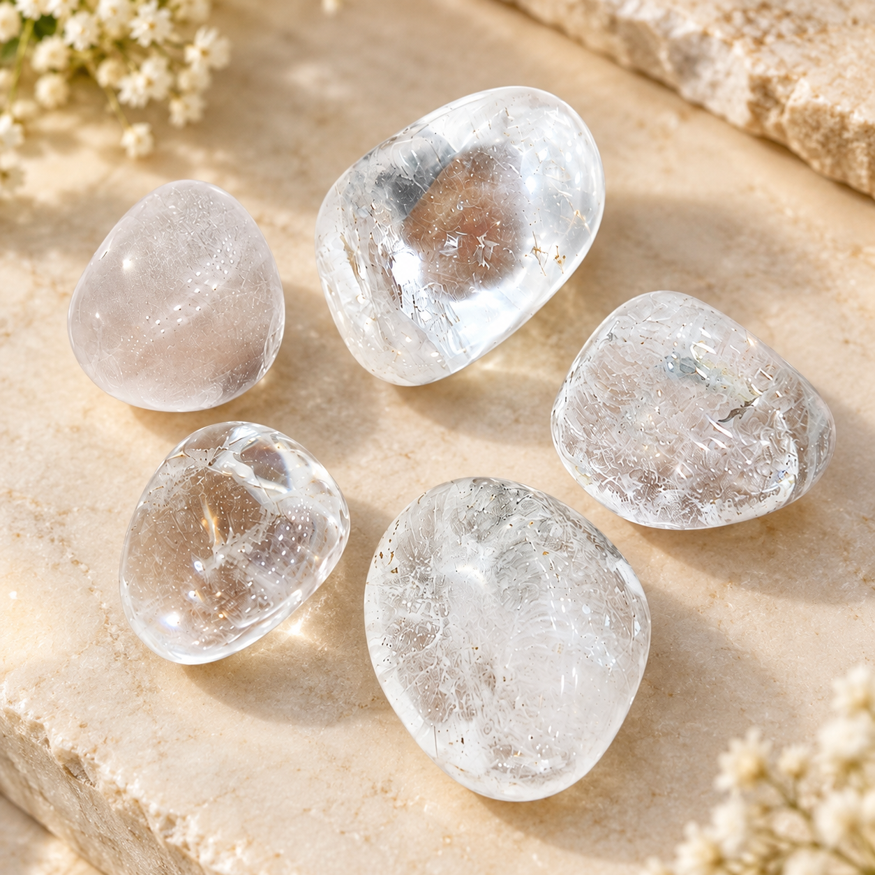 Natural Clear Quartz Stone 5 Piece Set – 60g | Polished Clear Quartz Crystals for Meditation, Spiritual Décor, Crystal Collection & Gifting - Image 2