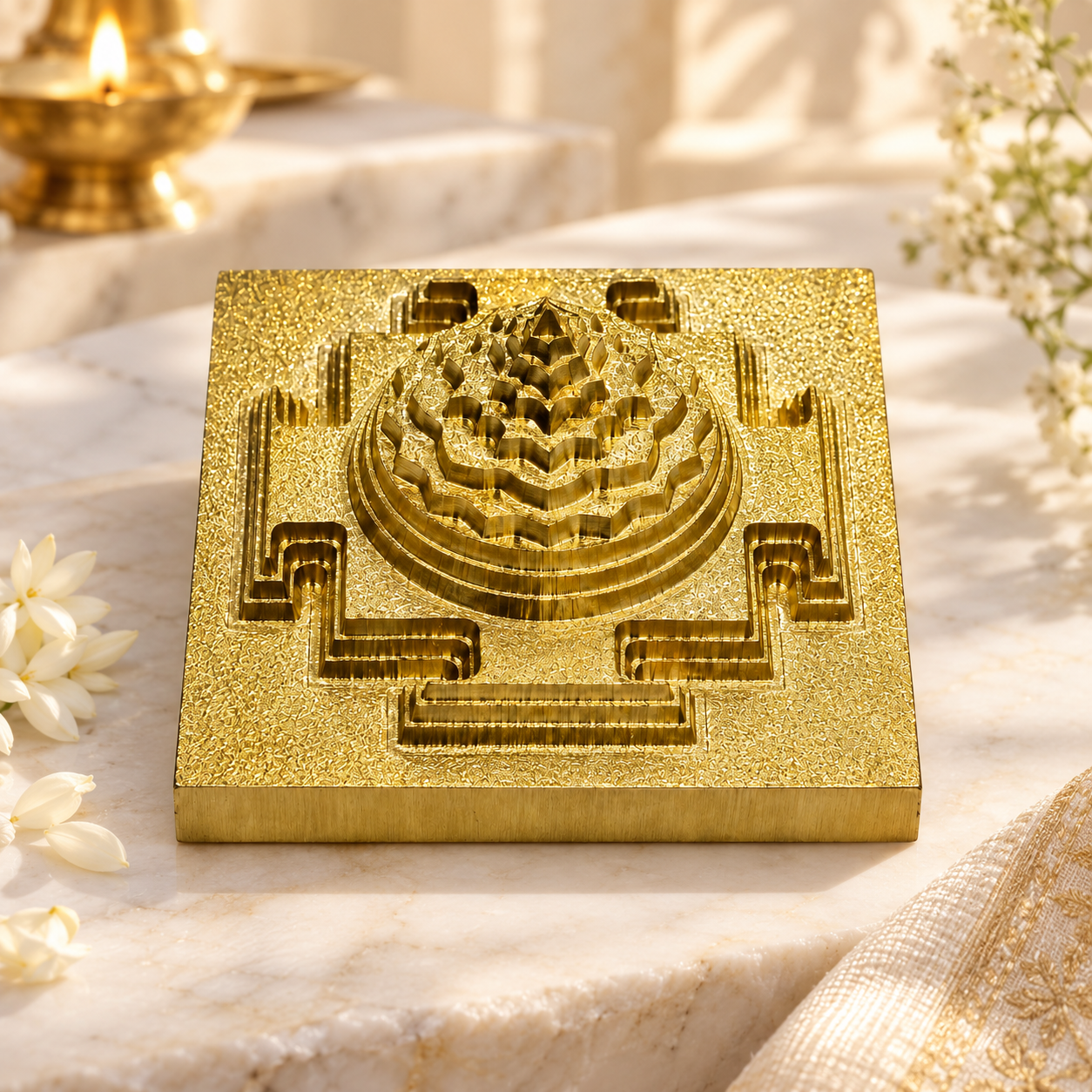 Shri Yantra in Ashtadhatu | 4 × 4 cm Traditional Shri Chakra with Raised Sacred Geometry | 3 cm Height, 100 g | Premium Puja Yantra for Home, Office & Temple - Image 7