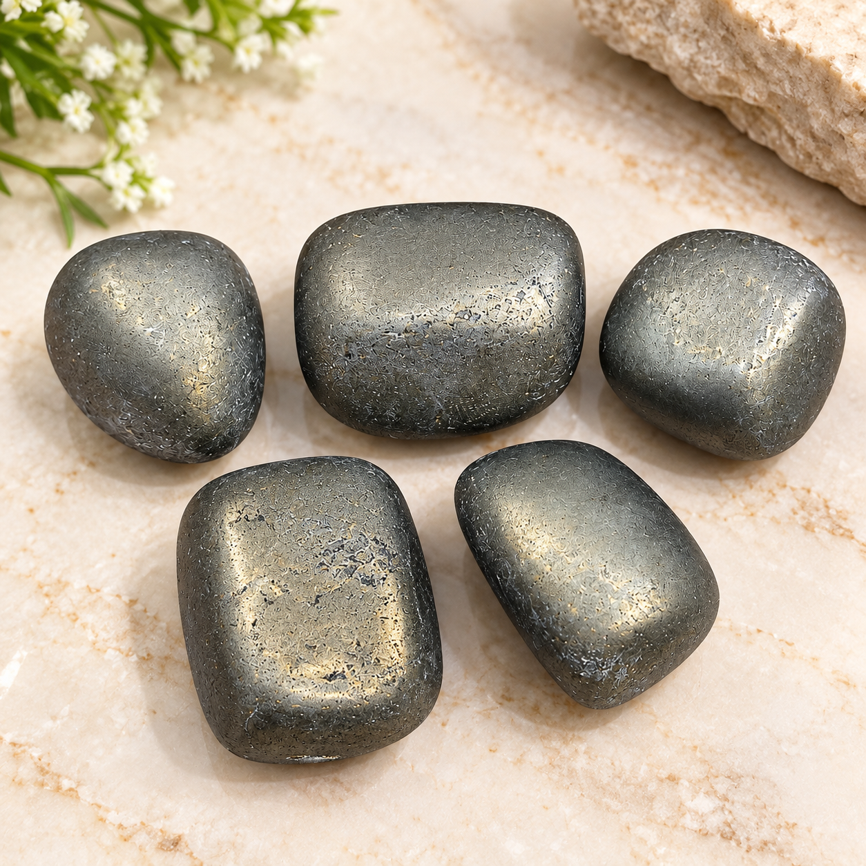 Natural Pyrite Stone – Set of 5 Polished Pieces | Approx. 120 gm - Image 5
