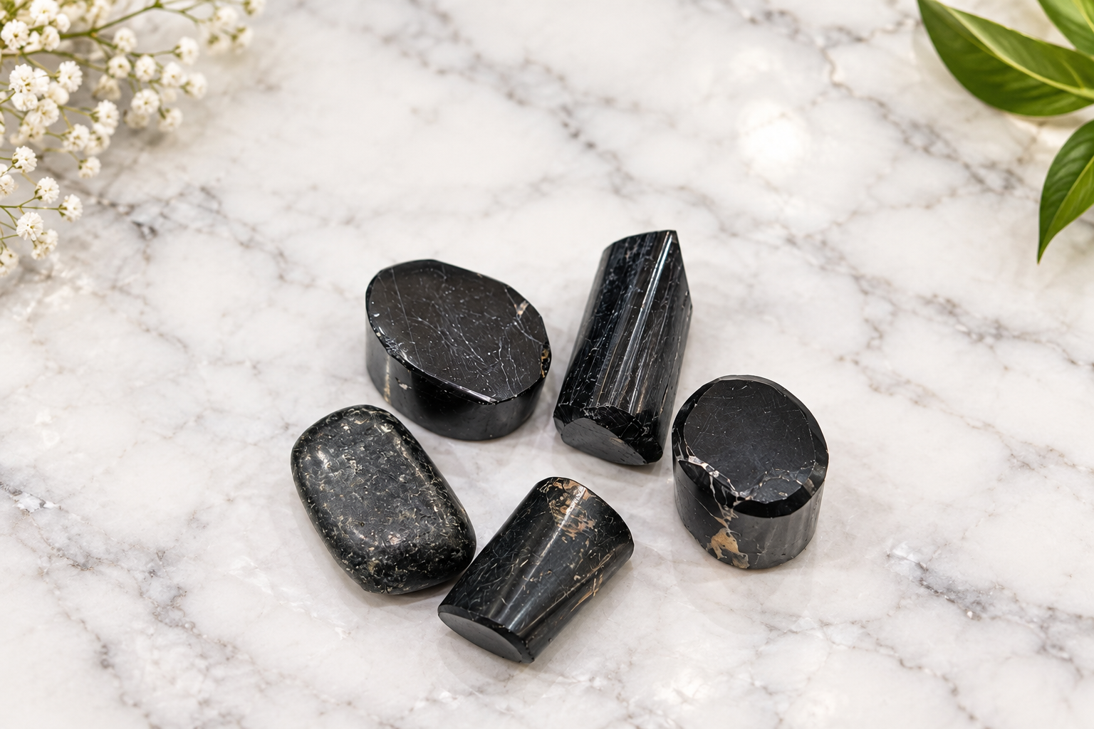 Black Tourmaline Stone – Set of 5 Natural Polished Pieces | 70 gm - Image 2