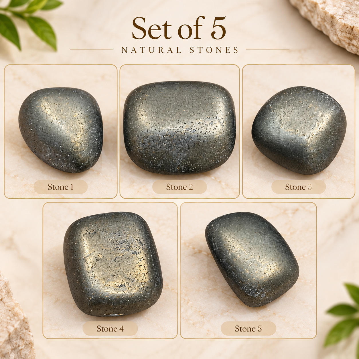 Natural Pyrite Stone – Set of 5 Polished Pieces | Approx. 120 gm - Image 3