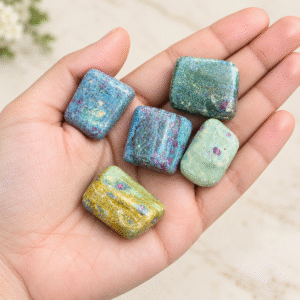 Natural Ruby Zoisite Stone Set of 5 Pieces – Approx. 130g Polished Ruby in Zoisite Gemstone Collection for Meditation, Spiritual Décor, Crystal Collection & Gifting