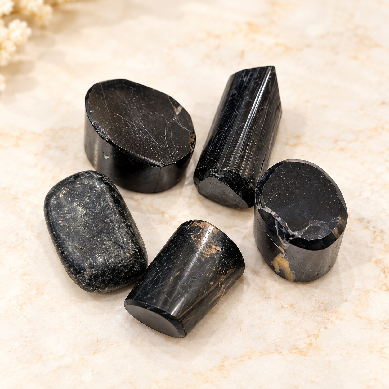 Black Tourmaline Stone – Set of 5 Natural Polished Pieces | 70 gm - Image 4