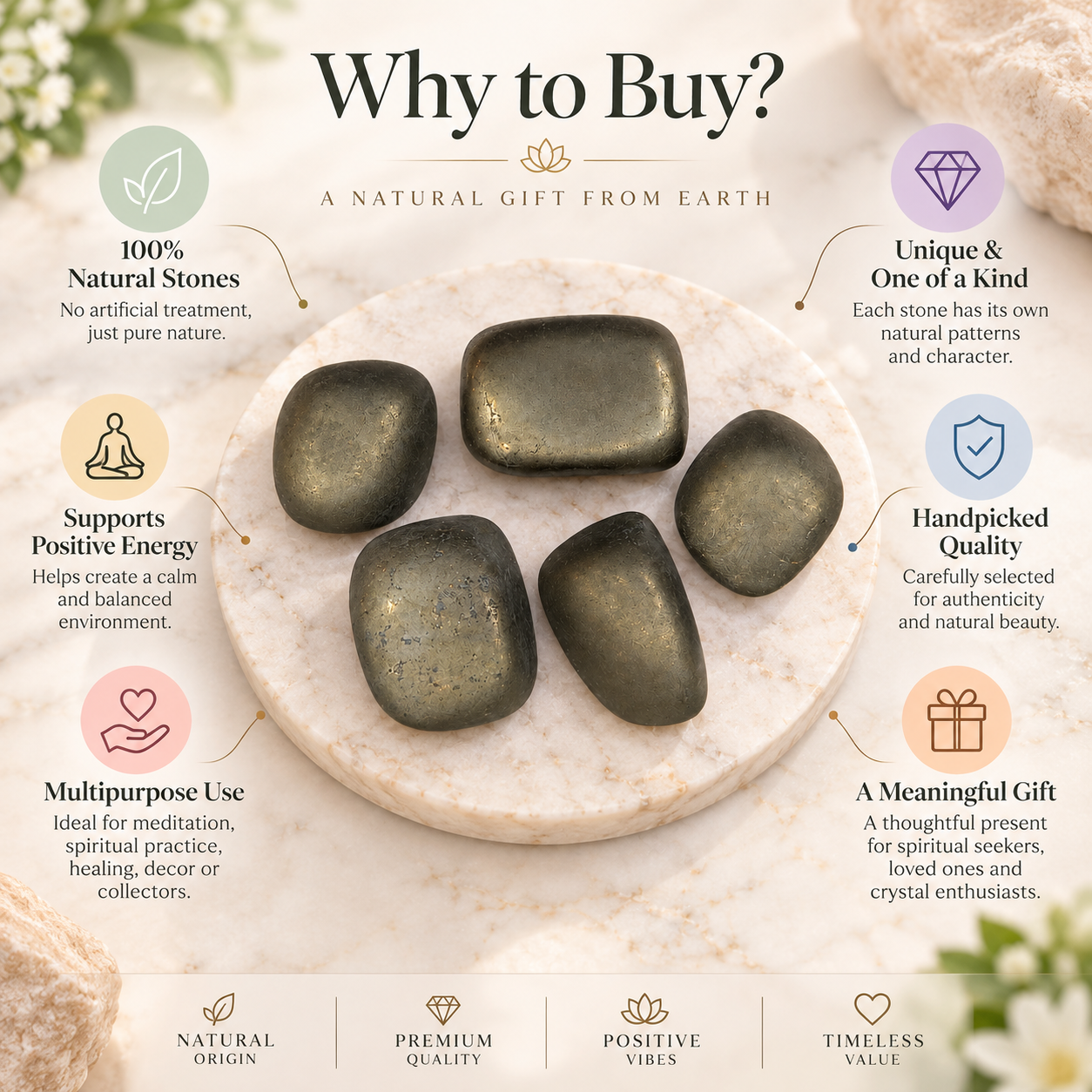 Natural Pyrite Stone – Set of 5 Polished Pieces | Approx. 120 gm - Image 6