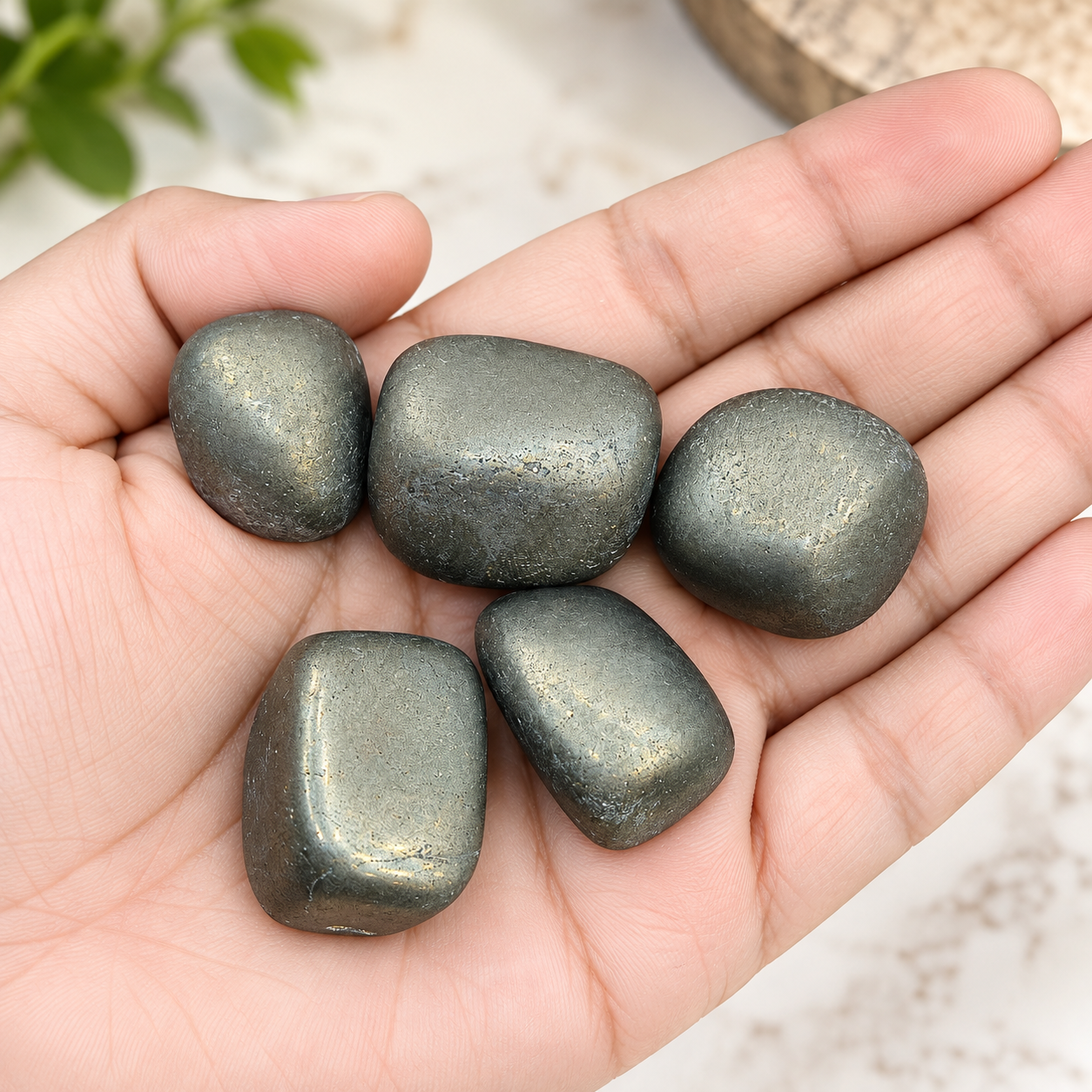 Natural Pyrite Stone – Set of 5 Polished Pieces | Approx. 120 gm