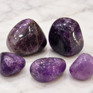 Natural Amethyst Stone 5 Piece Set – 50g | Polished Purple Quartz Stones for Meditation, Spiritual Décor, Crystal Collection & Gifting