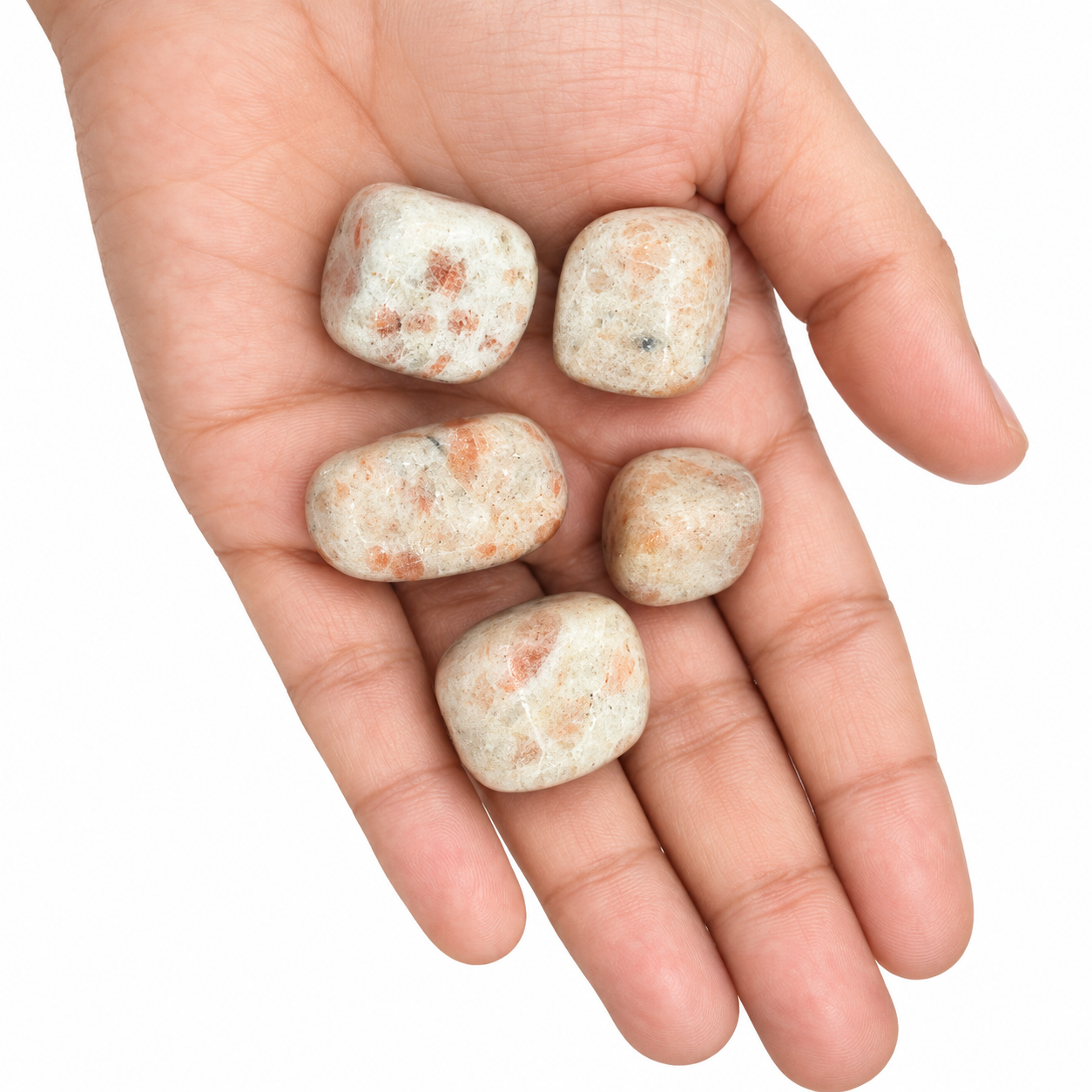 Sunstone 5 Piece Set | Polished Sunstone Gemstone Collection | 80 gm | Golden-Peach Natural Stone Pieces for Home Décor, Meditation, Puja, Gemstone Collection & Gifting