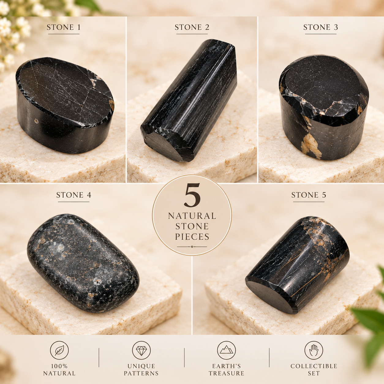 Black Tourmaline Stone – Set of 5 Natural Polished Pieces | 70 gm - Image 6
