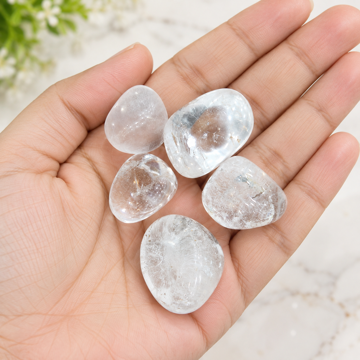 Natural Clear Quartz Stone 5 Piece Set – 60g | Polished Clear Quartz Crystals for Meditation, Spiritual Décor, Crystal Collection & Gifting