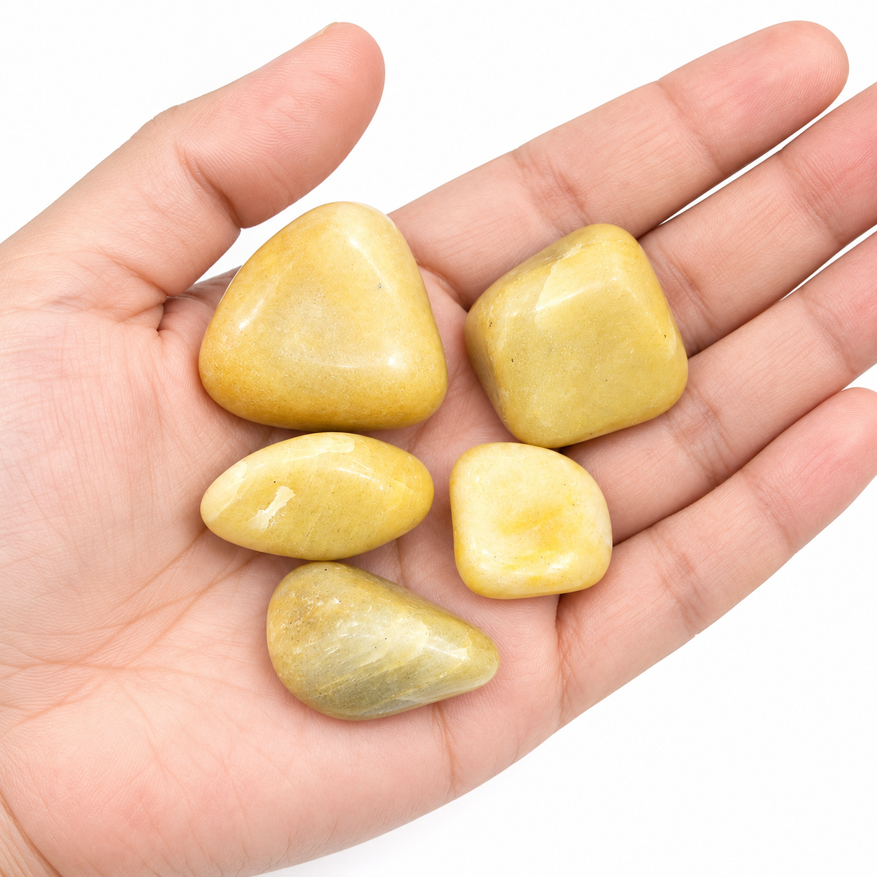 Yellow Jade Stone 5-Piece Set | Natural Polished Yellow Jade Stones | 100 gm Collection | Smooth Tumbled Gemstones for Meditation, Spiritual Decor, Puja & Gifting - Image 7