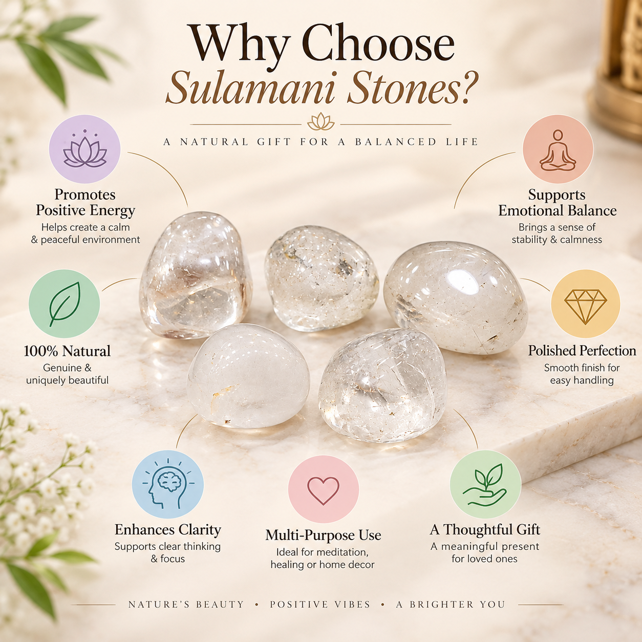 Natural Clear Quartz Stone 5 Piece Set – 60g | Polished Clear Quartz Crystals for Meditation, Spiritual Décor, Crystal Collection & Gifting - Image 8