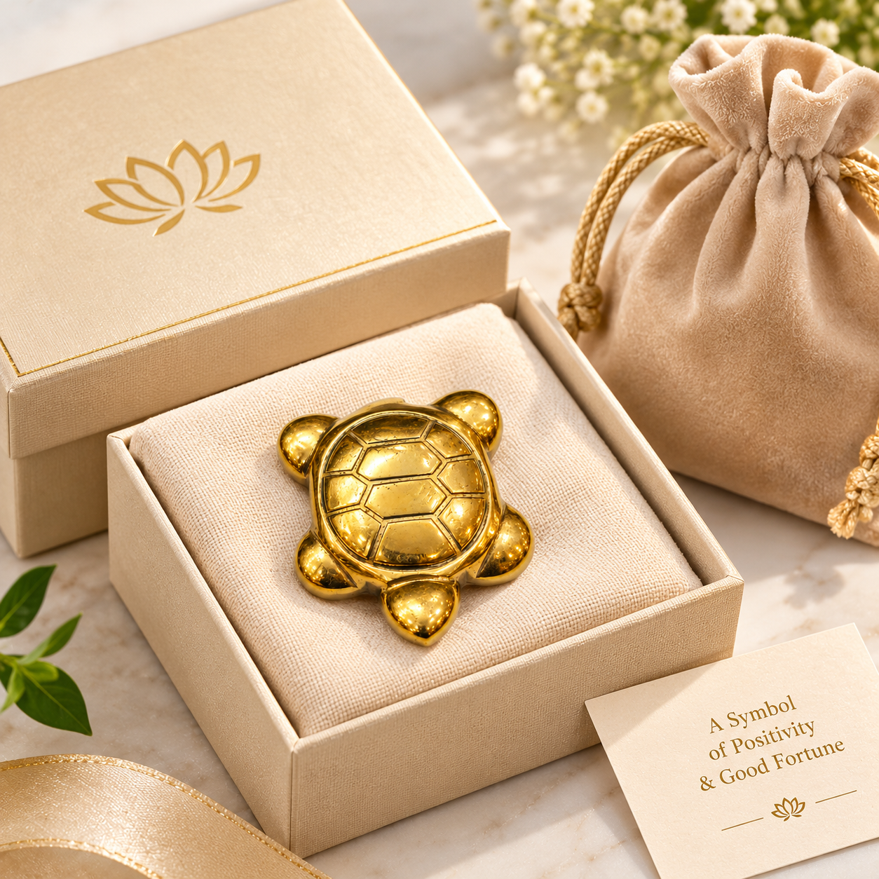 Pyrite Turtle Showpiece | Gold-Tone Feng Shui Turtle Figurine with Detailed Shell Design for Home, Office and Spiritual Décor - Image 3