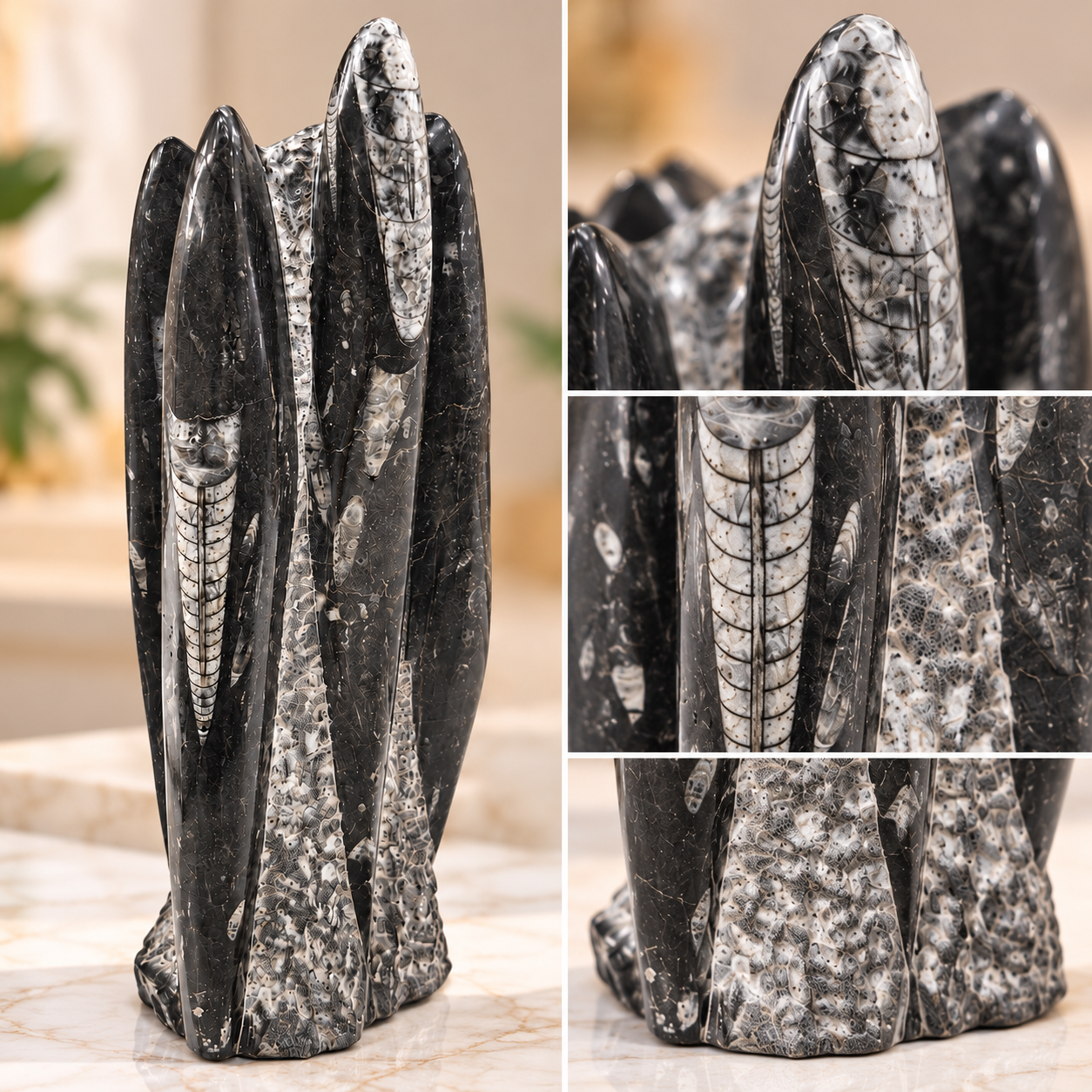 Original Kuber Stone Tower – Natural Orthoceras Fossil Stone for Spiritual Décor, Home Temple & Office Display (Copy) (Copy) (Copy) - Image 6
