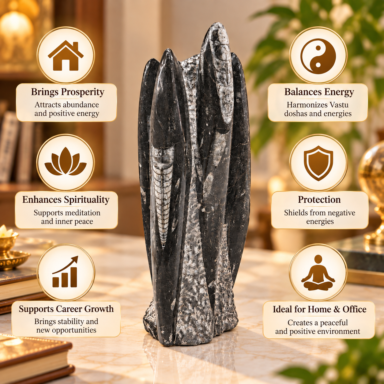 Original Kuber Stone Tower – Natural Orthoceras Fossil Stone for Spiritual Décor, Home Temple & Office Display (Copy) (Copy) (Copy)