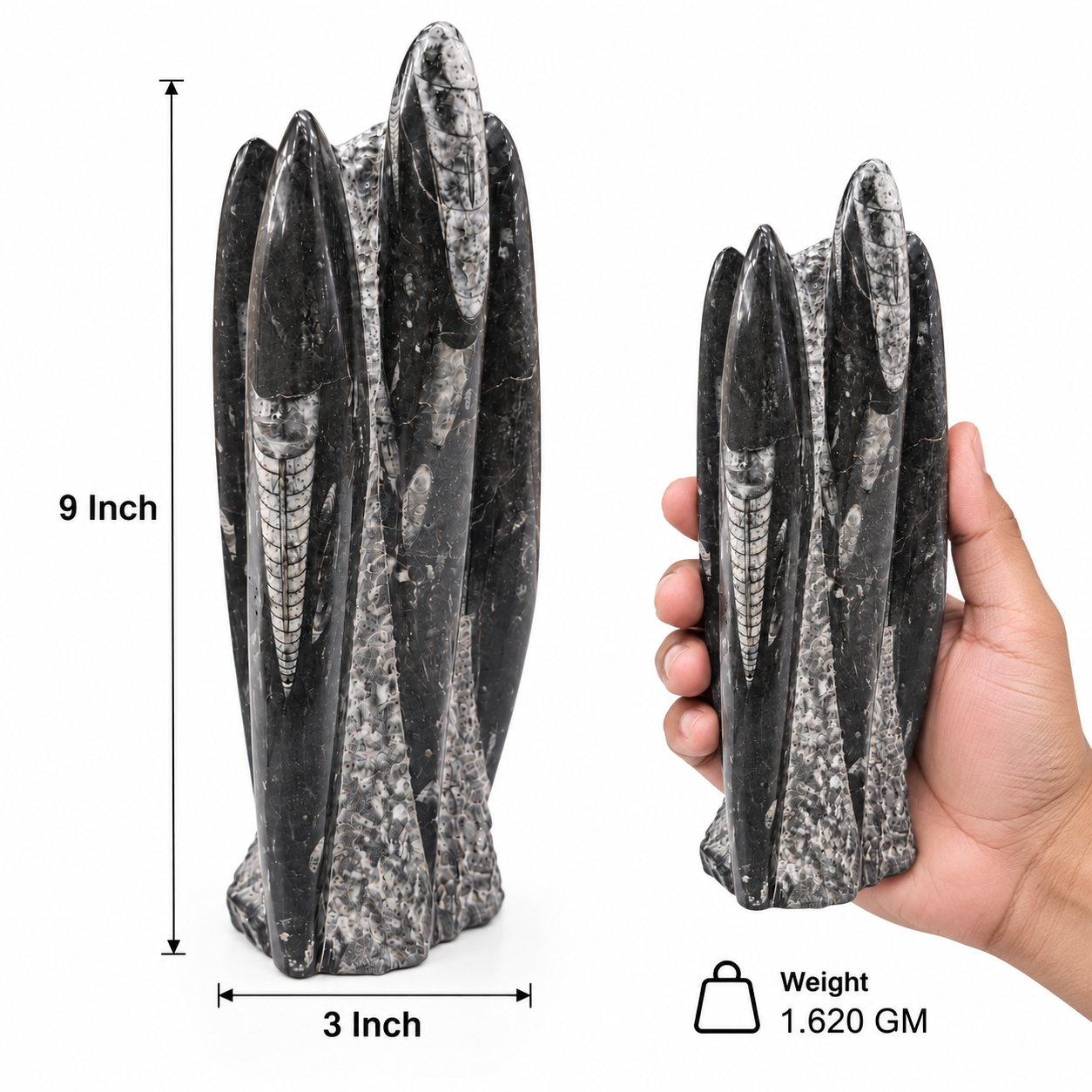 Original Kuber Stone Tower – Natural Orthoceras Fossil Stone for Spiritual Décor, Home Temple & Office Display (Copy) (Copy) (Copy) - Image 7