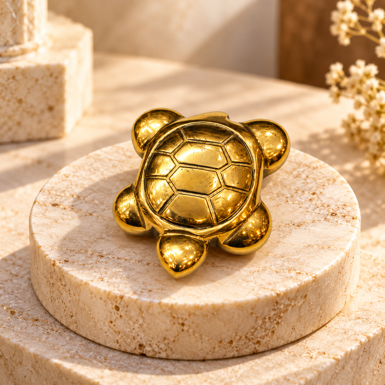 Pyrite Turtle Showpiece | Gold-Tone Feng Shui Turtle Figurine with Detailed Shell Design for Home, Office and Spiritual Décor - Image 7
