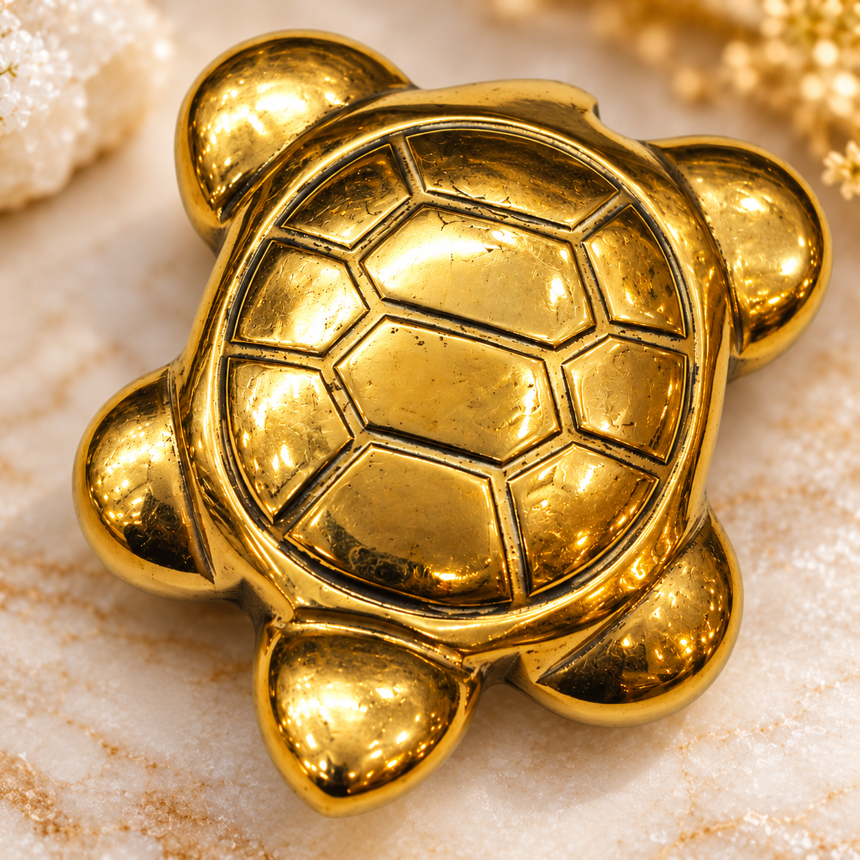 Pyrite Turtle Showpiece | Gold-Tone Feng Shui Turtle Figurine with Detailed Shell Design for Home, Office and Spiritual Décor - Image 8