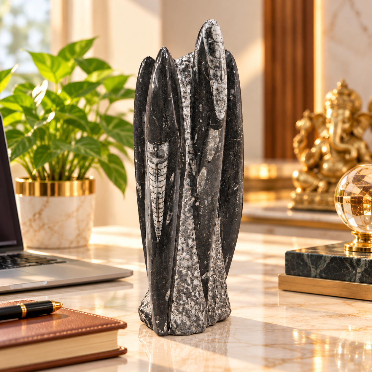 Original Kuber Stone Tower – Natural Orthoceras Fossil Stone for Spiritual Décor, Home Temple & Office Display (Copy) (Copy) (Copy) - Image 8